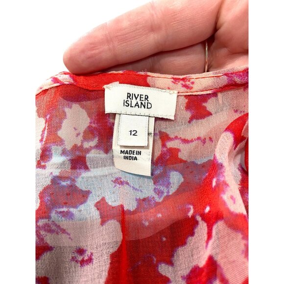 River Island Floral Print Dress Red Size 12 - Picture 5 of 13